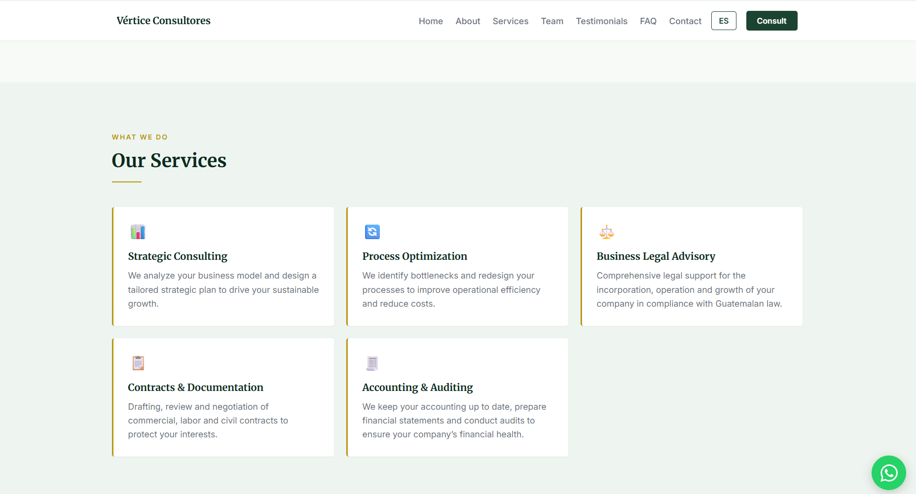 Professional Services website example